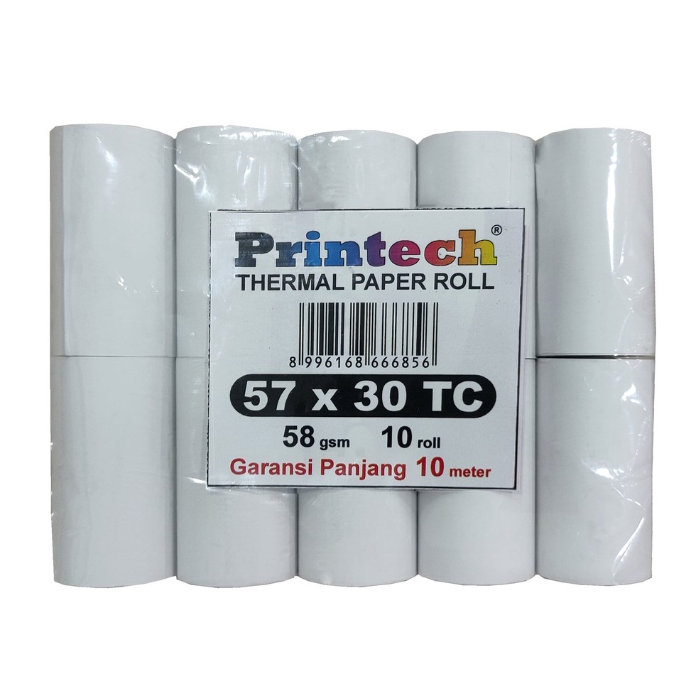 

Terdepan Top PRINTECH Kertas Thermal Kasir 57x30 Coreless Tanpa Bungkus 10 Roll - 03002-TB