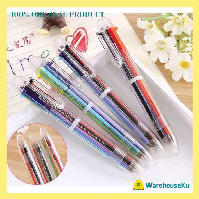 

Pulpen 6 in 1 Pena Bolpoin Warna-Warni Multi Colored Pen Multi Warna