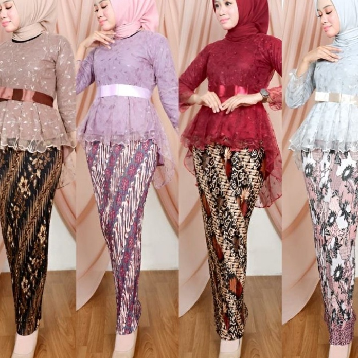 HOT Nusa_Kebaya Setelan Kebaya Aurora Tile / Stelan Kebaya Brukat Pinguin / Kebaya Kondangan / Kebay