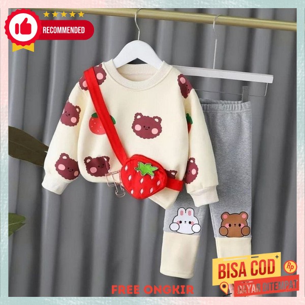 Terbaru 2023 Set Ansk Perempuan Import Korean Style Baju Setelan Gemas Fashion Lucu Motif Kekinian S