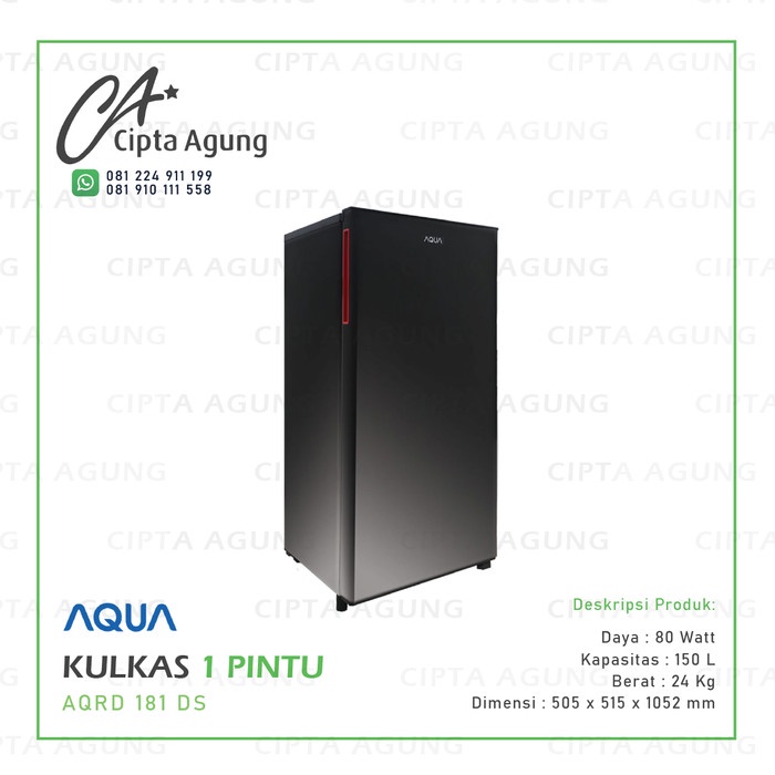 KULKAS 1 PINTU 150 L SANYO AQUA AQRD 181 LS/DS AQRD-181 LS / DS [BDG]