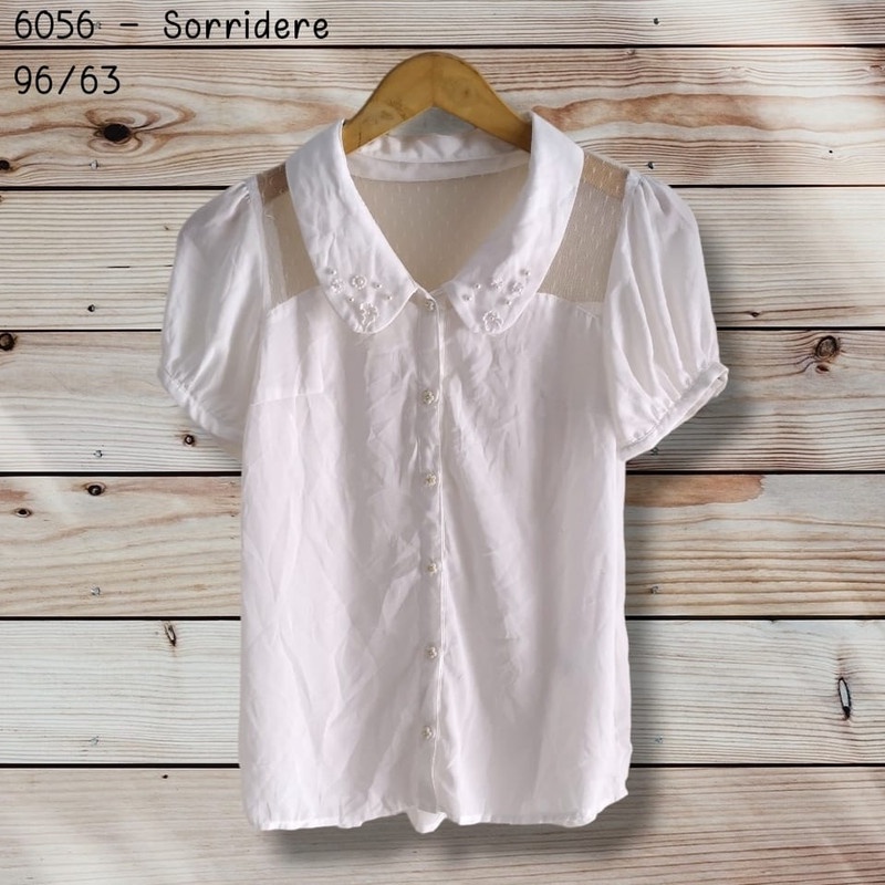 6056 SORRIDERE BAJU IMPORT MURAH ATASAN BLOUSE KEMEJA PUTIH LENGAN PENDEK KOREAN STYLE