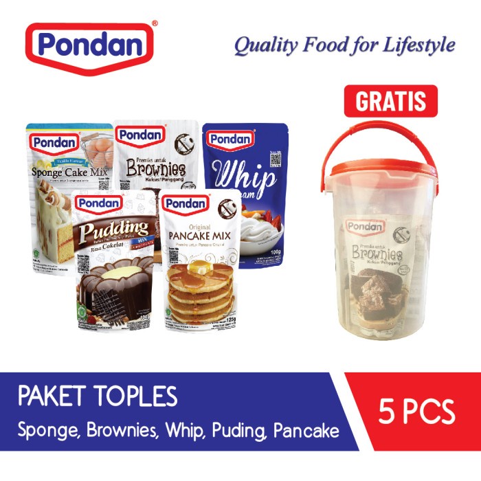 

Terlaris Pondan Gratis Toples (Brownies, Pancake, Puding, Whip Cream, Sponge)