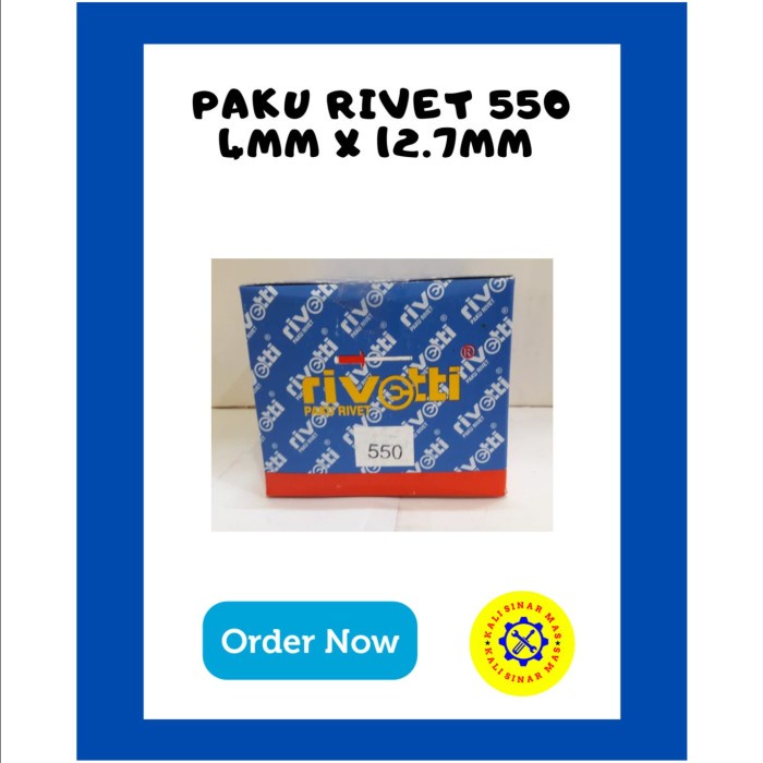 Terlaris 1 Kotak Paku Rivet Merk Rivetti 550 Ukuran 4Mm X 12.7Mm Isi 1000 Pcs