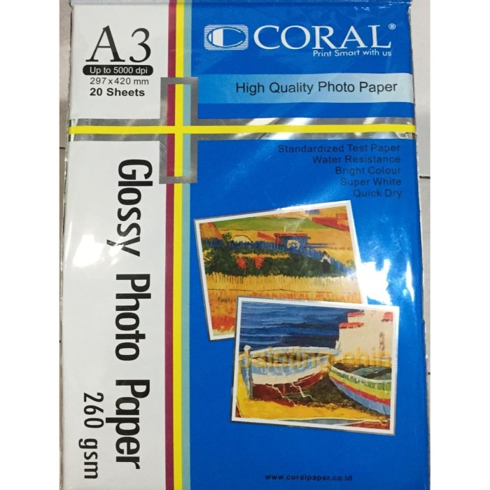 

Terlaris Kertas Foto Coral Glossy A3 260G