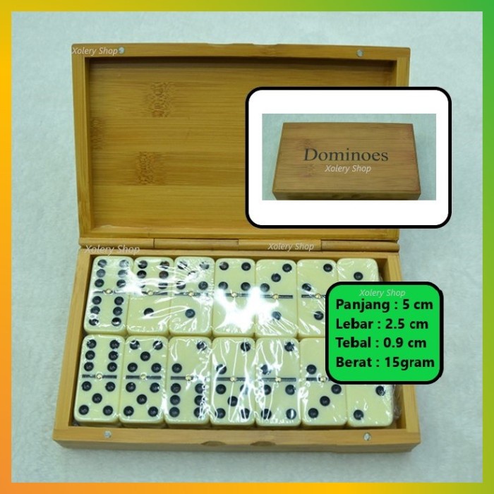 Yy00D4 Batu Domino Pro Box Kayu Tebal Panjang 5Cm Lebar 2.5Cm Tebal 0.9Cm