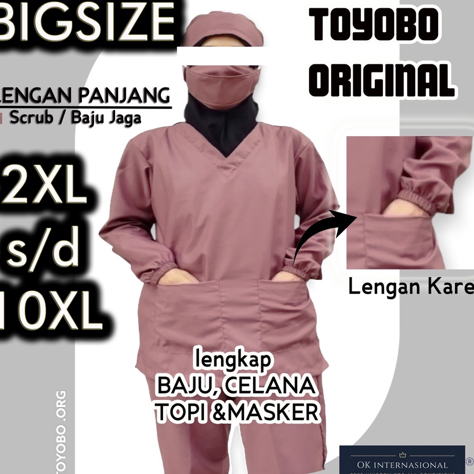 Terlaku BIG SIZE 10XL  BAJU JAGA LENGAN PANJANG KARET ok oka Dokter Perawat Tenaga Medis Toyobo Orig