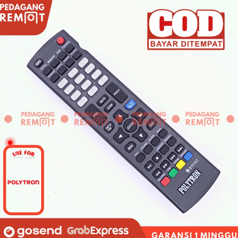 (XC26619) Remot Remote TV Polytron Cinemax LCD LED 81l191 PLD 24T8511 Grade Original