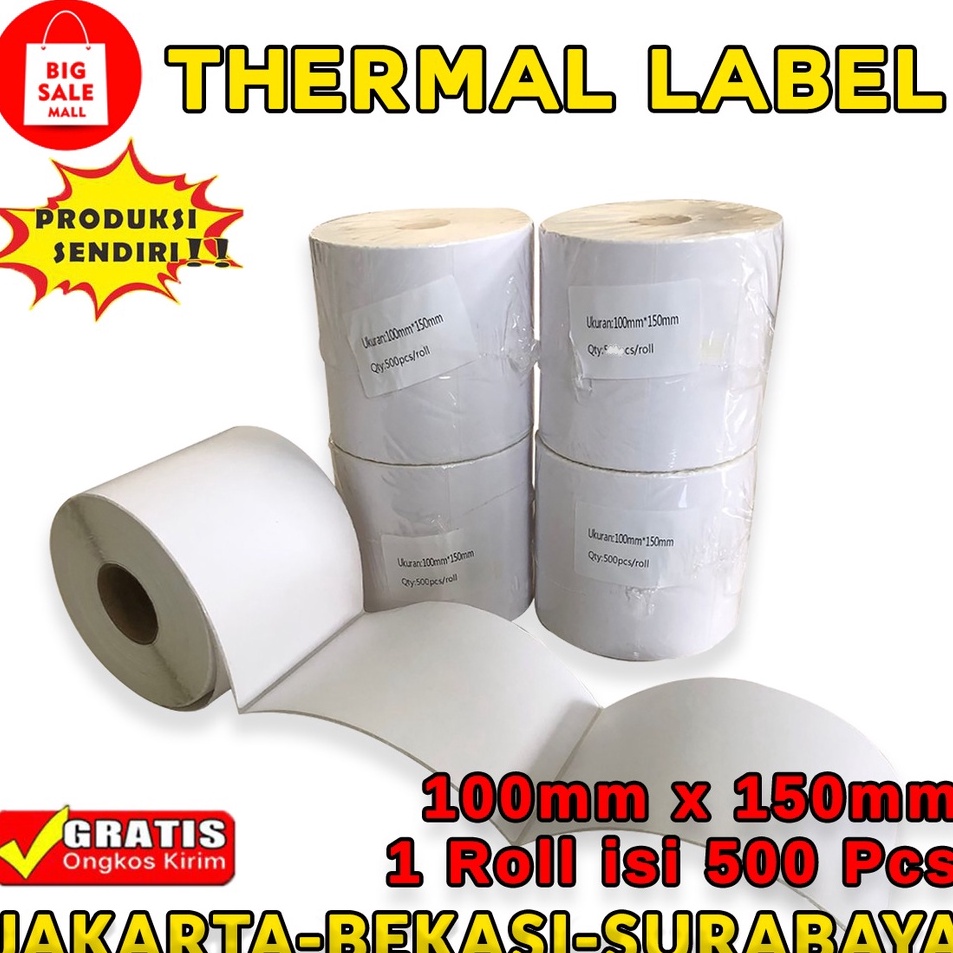 

Terlaku... Kertas Thermail Stiker Thermal 100x150 isi 500 & 250 lembar, Label Thermal barcode, Kertas EDC/printer mini bluetooth