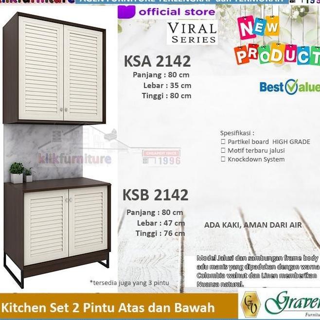(Bisa Cod) Ksa 2142 Ksb 2142 Viral Graver Kitchen Set Rak Dapur Atas Tokonana7