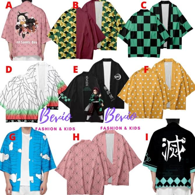 Kimono Demon Slayer Cosplay Baju Anak Haori Anime Jepang Tanjiro Impor
