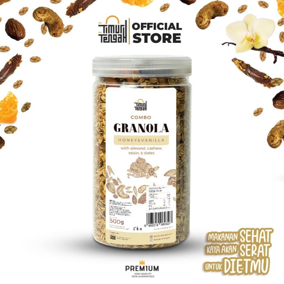 

⍇ Granola Vanilla 500 gr Timur Tengah Sereal Makanan Sehat High Quality ⇞
