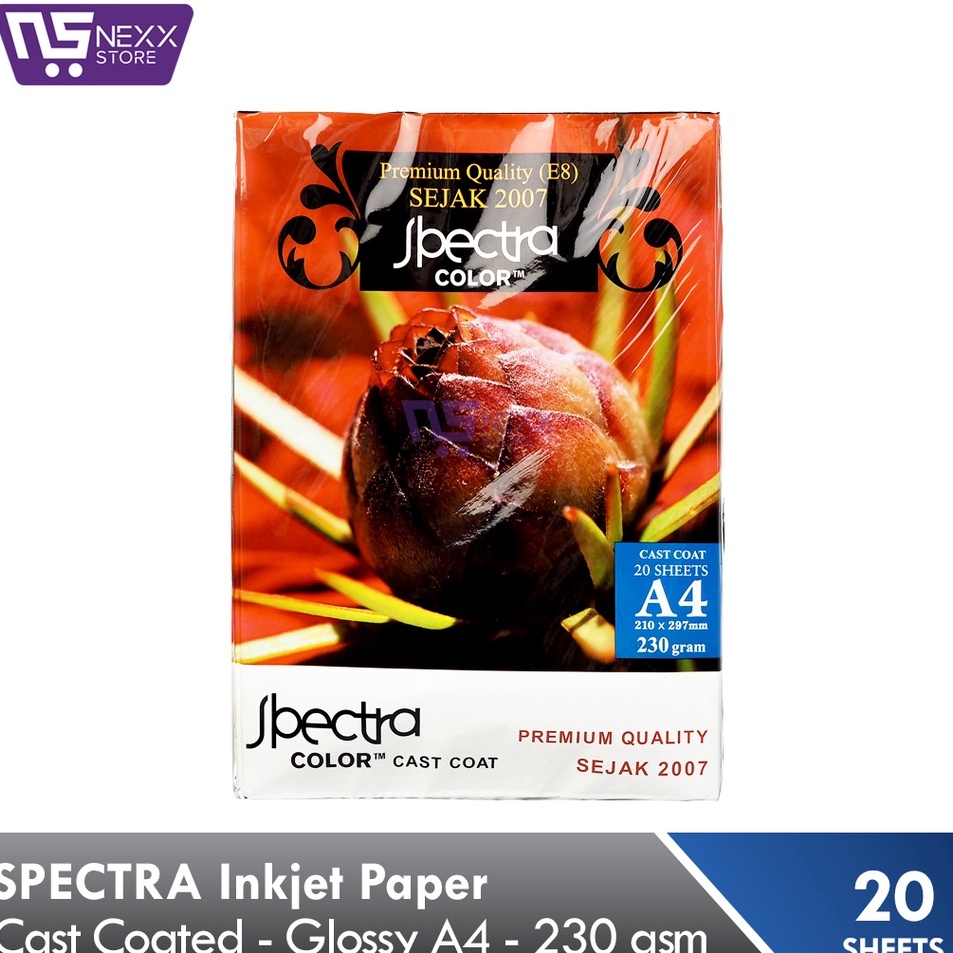 

➧Terlaku. JQ7LA SPECTRA Cast Coated Inkjet Paper GLOSSY A4 230 gsm J45 ➢Terbaru