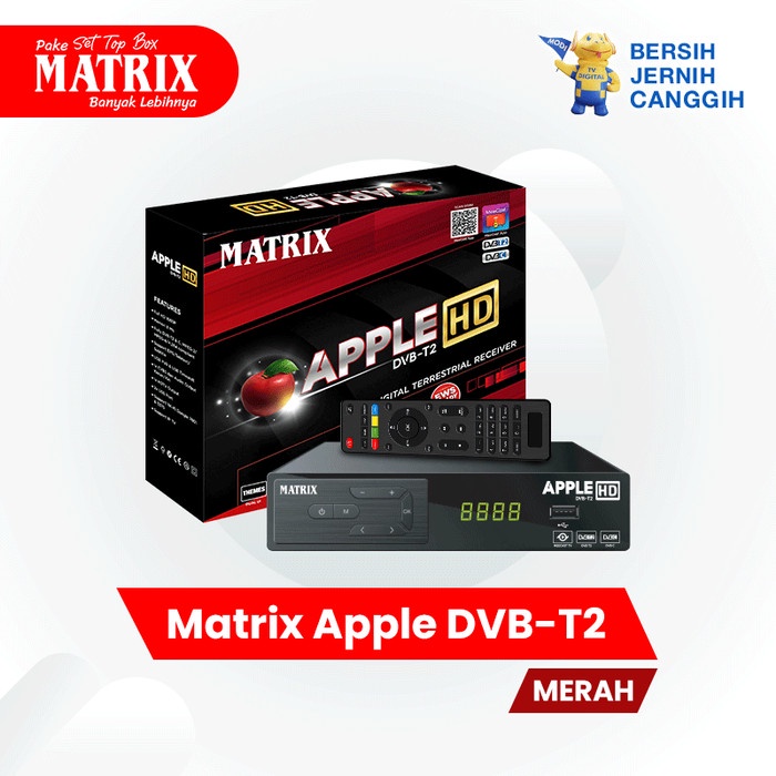 MATRIX STB DVBT-2 APPLE HD MERAH Set Top Box Matrix IPTV READY STOCK