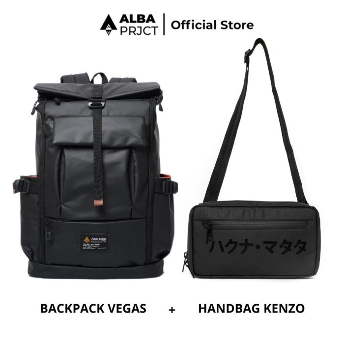 Terlaris Alba Project Paket Bundling ( Backpack Vegas + Handbag Henzo )