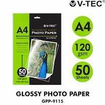 

Harga Termurah✼ PHOTO PAPER GLOSSY 120 GSM A4/50LEMBAR ANTI AIR V-TECH J81 ➢