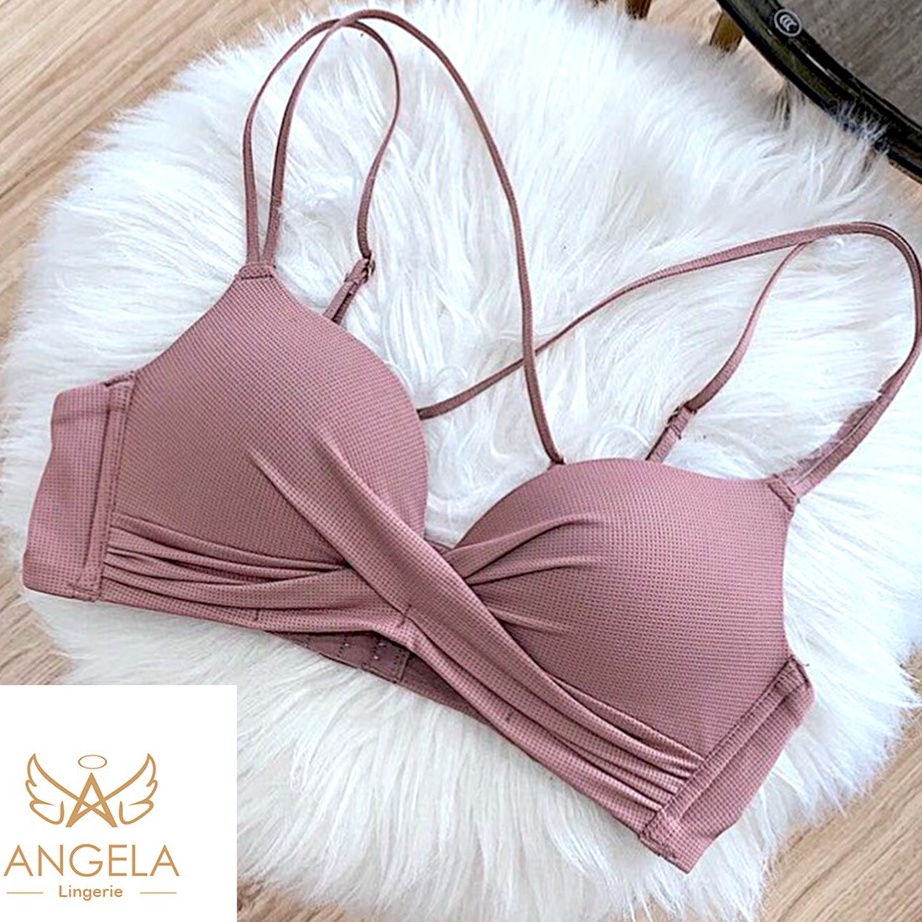 ﾐ XXX 3825 [ COD ] ANGELA Premium JAPAN Quality Seamless Sport Push Up Bra Wanita Set Tanpa Kawat Li