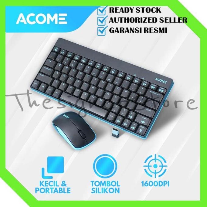 Acome Keyboard & Mouse Wireless Portable 1600DPI Silikon AKM2000