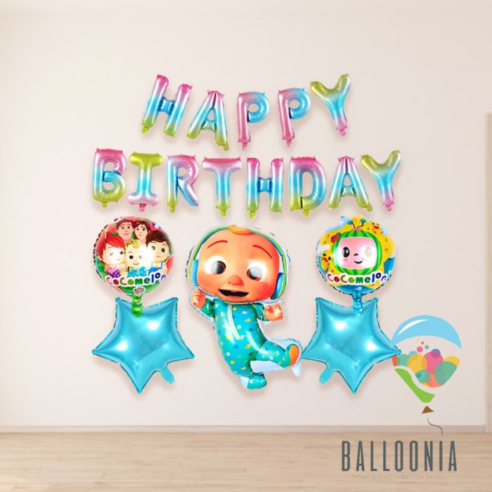 Balkar Set Foil Balloon Birthday Cocomelon Gradient Dekorasi Balon Ultah