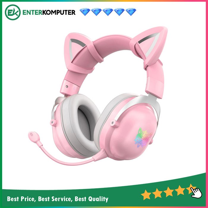 Onikuma B20 Rgb Gaming Headset Cat Ears Bluetooth 5.0 - Pink