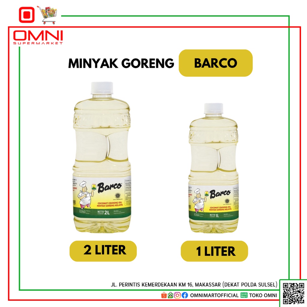 

Barco Oil Minyak Goreng Kelapa Kemasan Botol 1 Liter dan 2 Liter