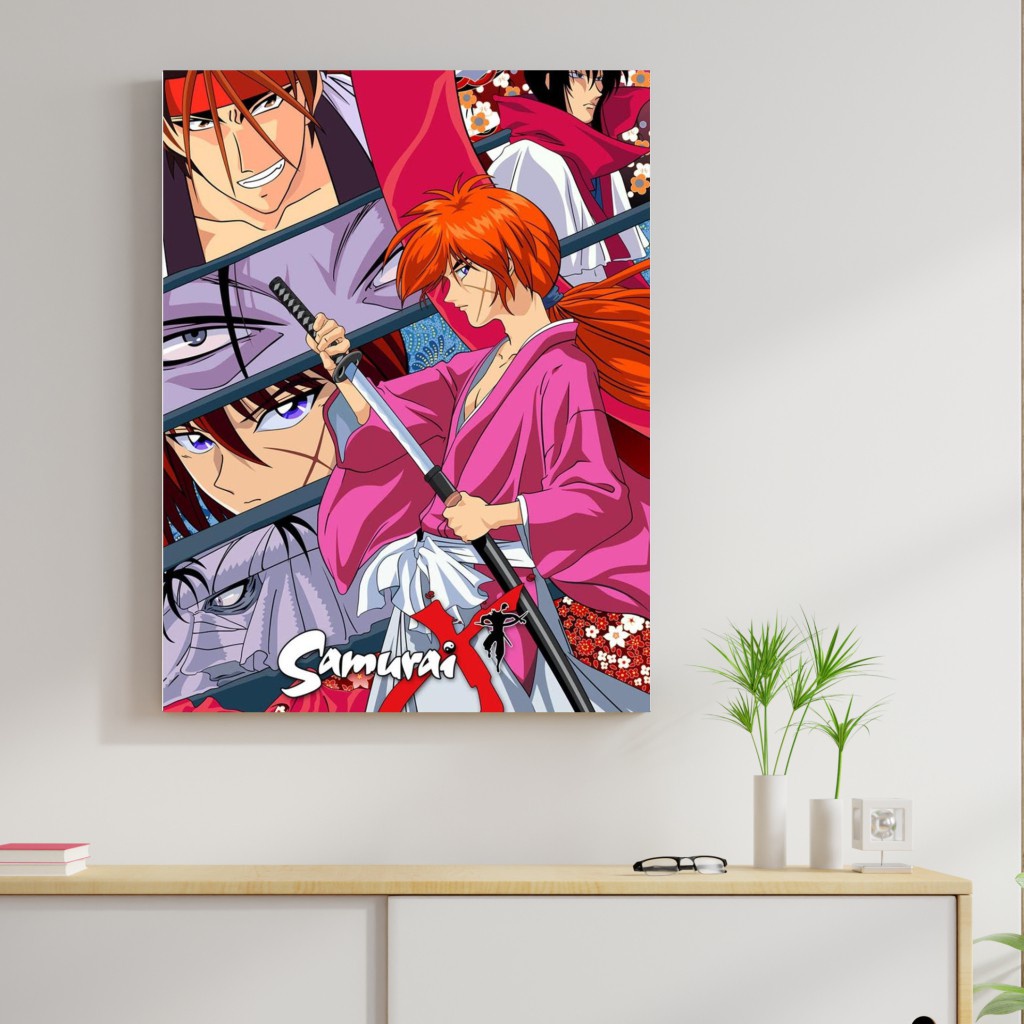Poster Kayu "Samurai X" Ukuran 20Cm x 30Cm