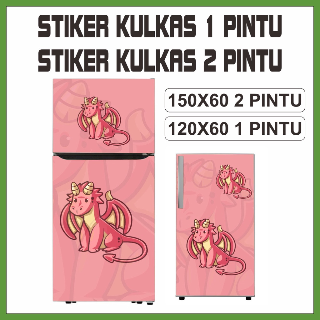 Stiker Kulkas 1 Pintu dan Sticker Kulkas 2 Pintu Full Body Motif Kartun Lucu Pink Waterproof