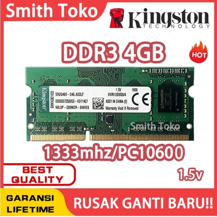 Ram laptop kingston SODIMM 4GB DDR3 DDR3-1333 4G sodim ram