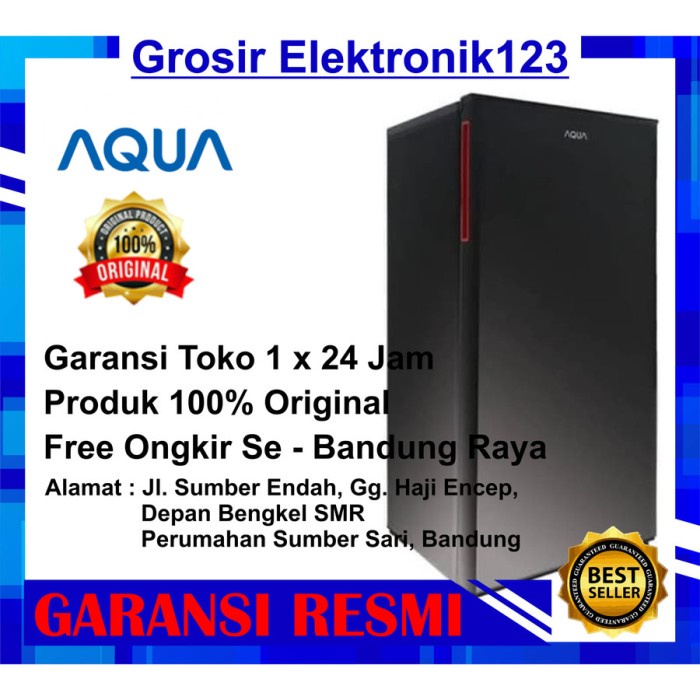 KULKAS AQUA 1 Pintu AQR D 181 Hitam / SIlver