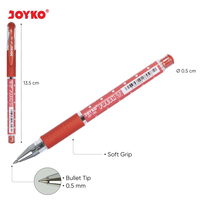 

Gel Pen / Pulpen / Pena Joyko Gp-180 / Fresh / 0.5 Mm