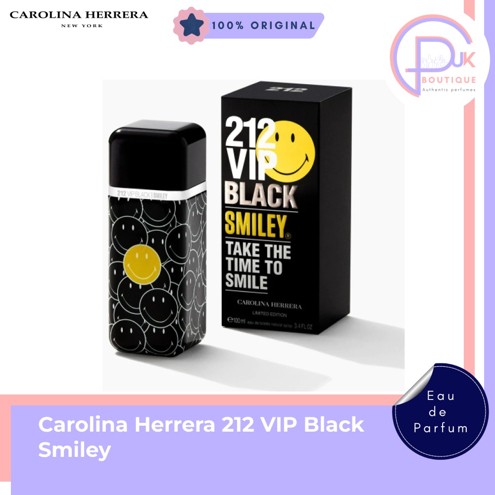Carolina Herrera 212 VIP Black Smiley Parfum Pria  Original EDP 100ml