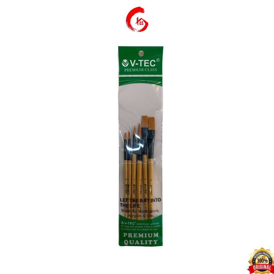 

Ready SHAQ9 V-TEC Artist Brushes / Kuas Lukis VT 102 BR/6 - Set 6 V80 ➬Ready