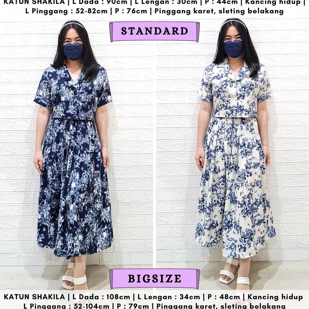 Langsung Order.. 4568 sanuari floral button long skirt one set rok jumbo bigsize
