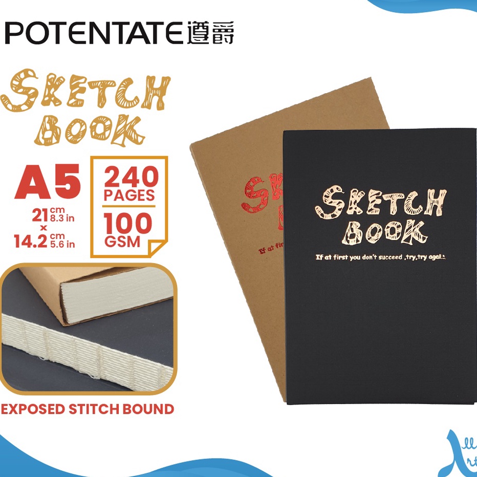 

[KODE PRODUK 069AC9484] Buku Sketsa Potentate A5 Exposed Stitch Bound Sketchbook