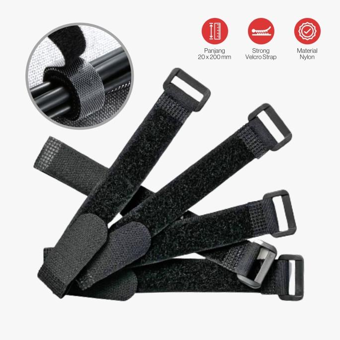 

Lakban Velcro Strap Cable Management 20 X 200 Mm Nylon 10 Pcs Black