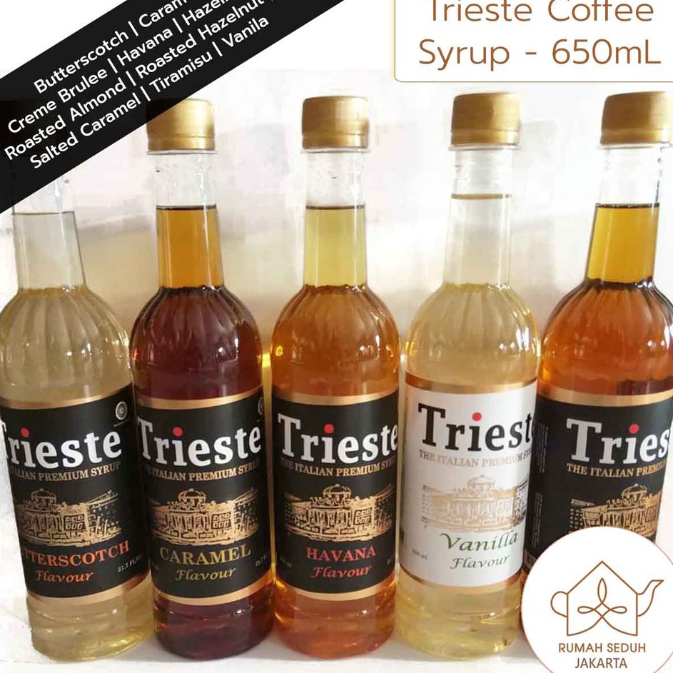 

✔ Trieste Italian Syrup 650 mL - Coffee Syrup : Caramel, Vanila, Rum, Hazelnut, Irish Cream, Almond