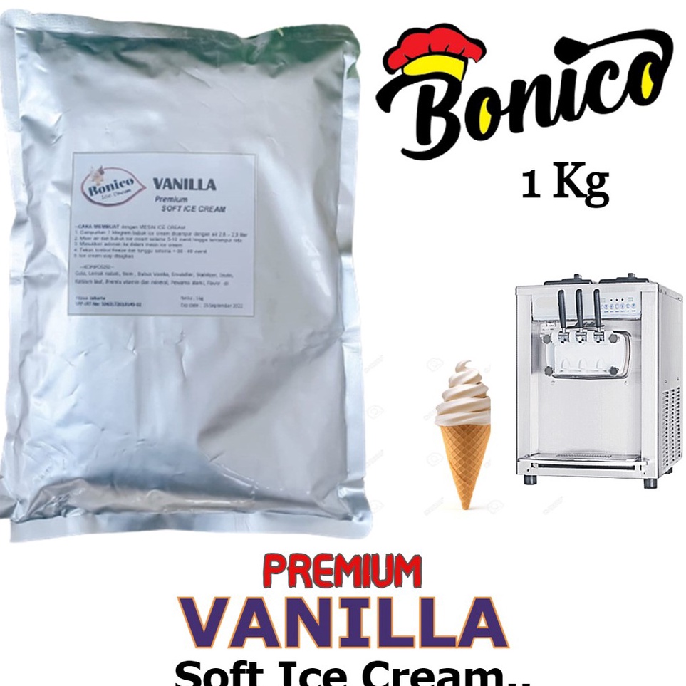 

➟Ready Stock➯ W7EQ8 BONICO VANILLA SOFT ICE CREAM POWDER 1kg PREMIUM RESTO bubuk es krim mesin lembut VANILA cone frizco Z71 ⁂Diskon