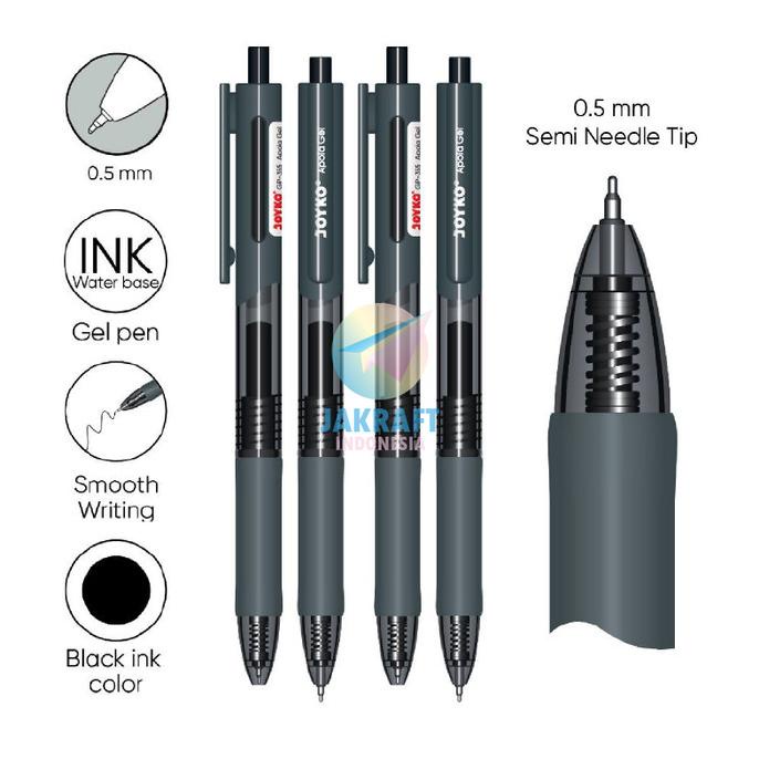 

Pulpen Gel Pen Klik Joyko Gp-355 Apola Hitam Black 0.5 Mm Anti Air