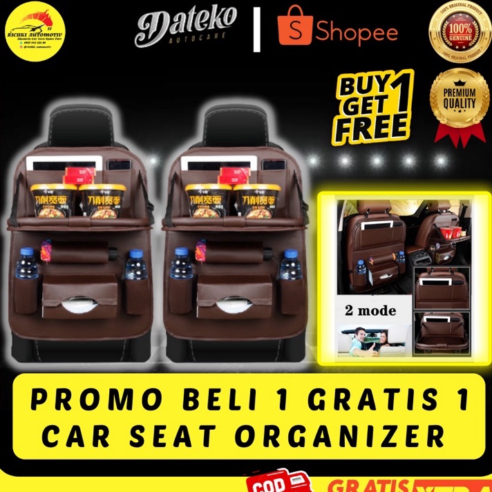 berkualitas Promo Beli 1 Gratis 1 Car Seat Organizer  Mobil Premium Kulit PU Multifungsi | Tas Jok B