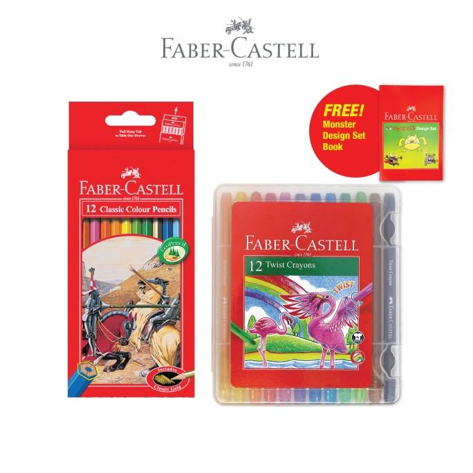 

Faber-Castell Pensil Warna set12 & Twist Crayon 12 Free Buku Mewarnai