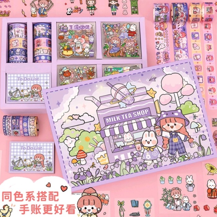 

Terlaris Washi Tape - Selotip Tape Aesthetic - Gift Set Sticker Lucu