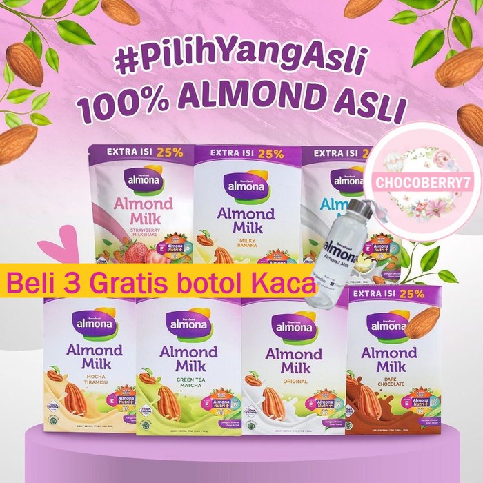Terlaris Paket 3 Almona Free Botol Kaca - Almona Asi Booster Dairy Free