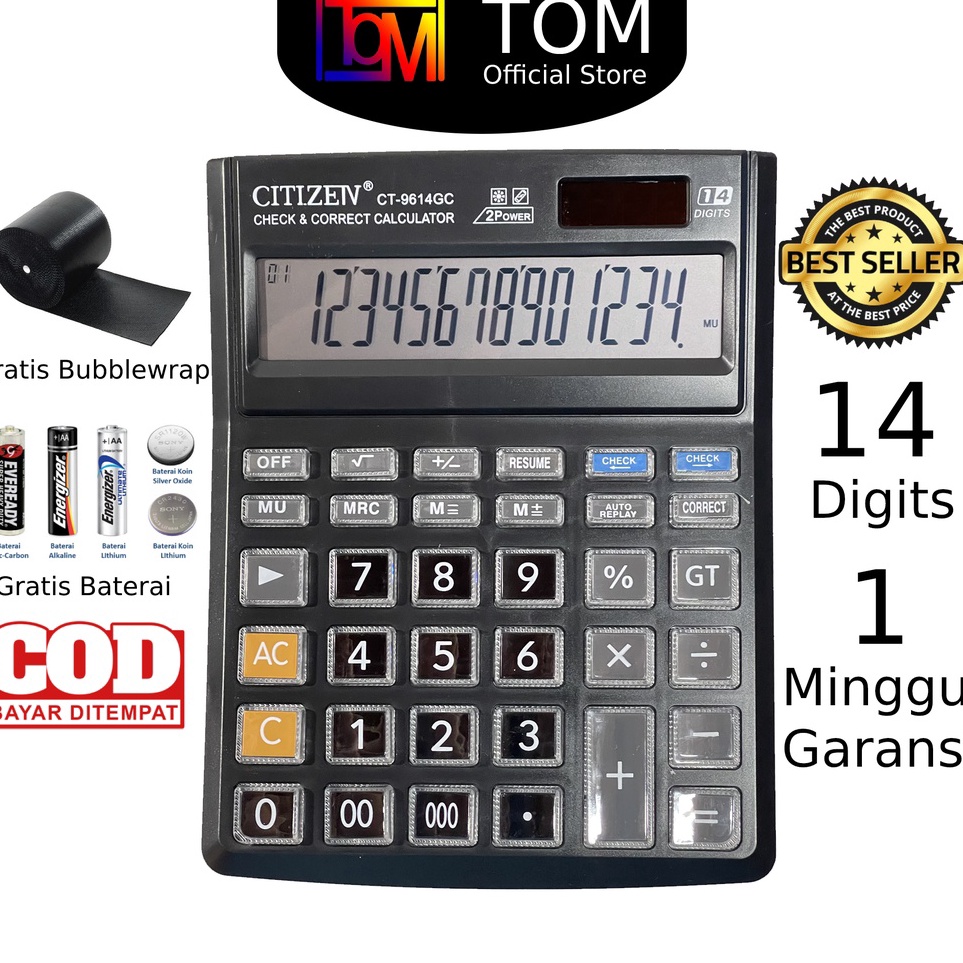 

Kalkulator CITIZEN CT 9614 GC 14 Digit - Calculator Check Dual Two 2 Power npr