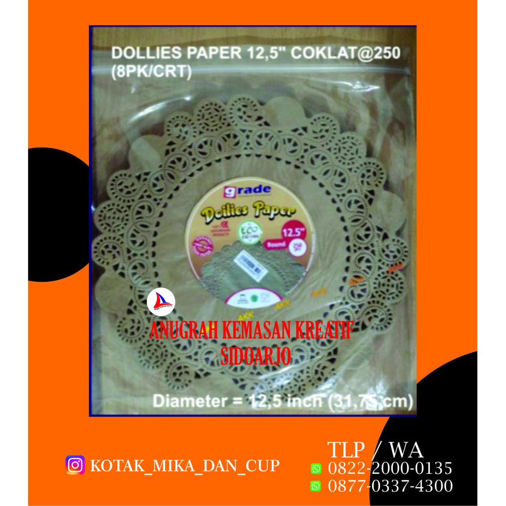 

DOLLIES PAPER ROUND 12,5"/31,7CM COKLAT / PUTIH (250 LEMBAR)