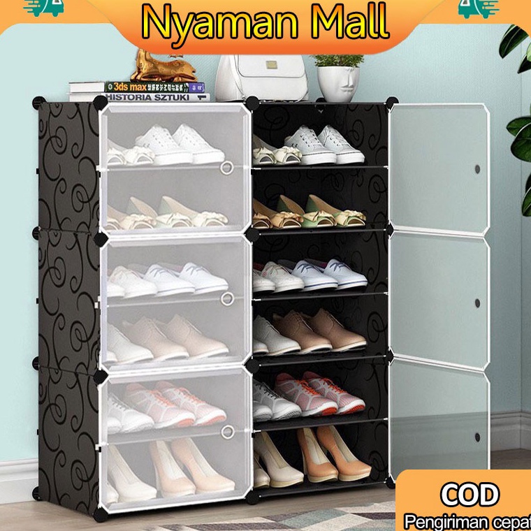 TERBAIK|| Rak Sepatu Tertutup Anti Debu Shoe Storage Boxes Minimalis 4 /6/8 Susun