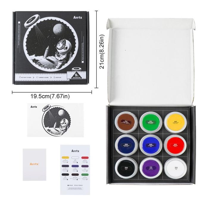 

ARRTX premium gouache paints 9clr x30ml set A