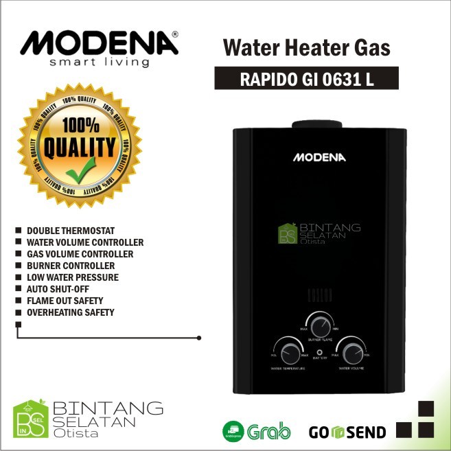 Terlaris Water Heater Gas Modena/ Pemanas Air Gas Modena Rapido Gi 0631 L