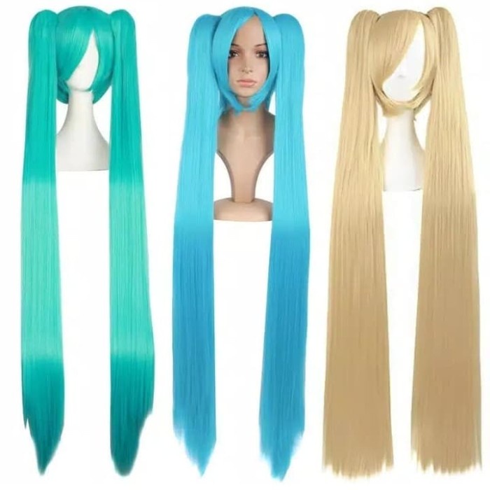 Terlaris Wig Wig Miku Warna Tosca / Hijau / Biru / Gold / Clipon / Twintail