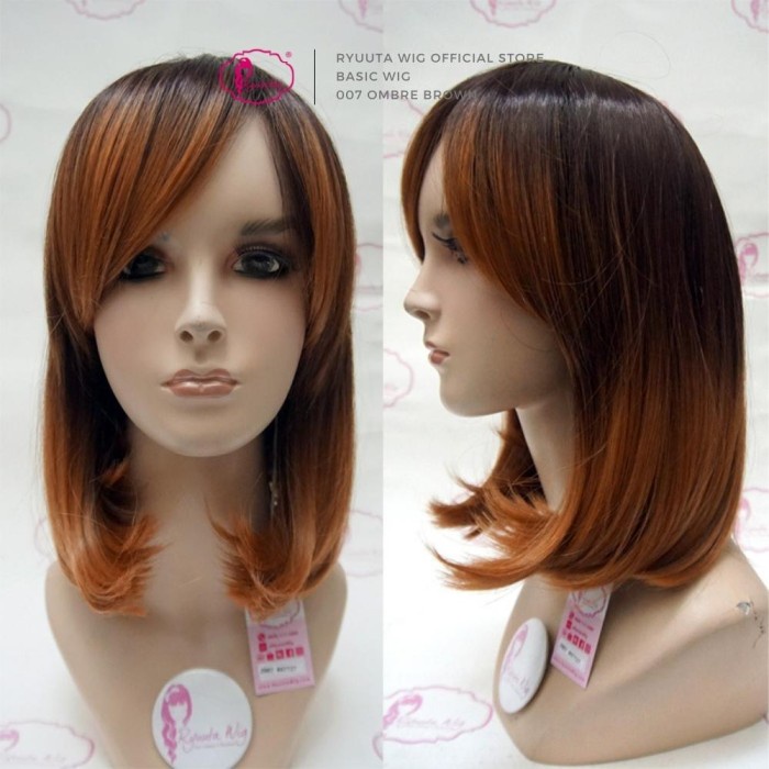Terlaris Wig Wig Ombre Lolita Gothic Bob Medium Pendek Cewe Wanita Cosplay