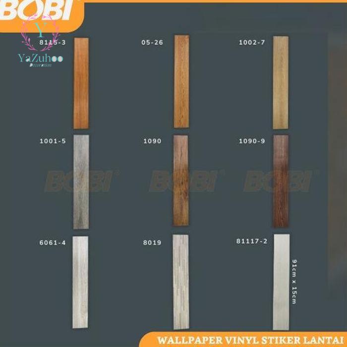 BOBI Parket Lantai Vinyl Panjang 91.4 cm x Lebar 15.2 cm Stiker Lantai Vinyl Motif Kayu Premium Berk